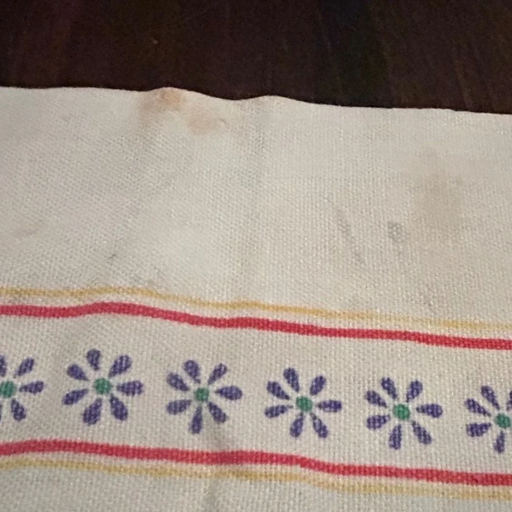 Vintage 80s Tea Towel Mushroom Fruit Botanical Cotton Cottagecore Farmhouse
